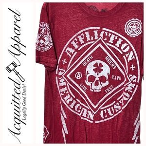 Affliction Vintage American Customs Death Rider Burgundy Tee